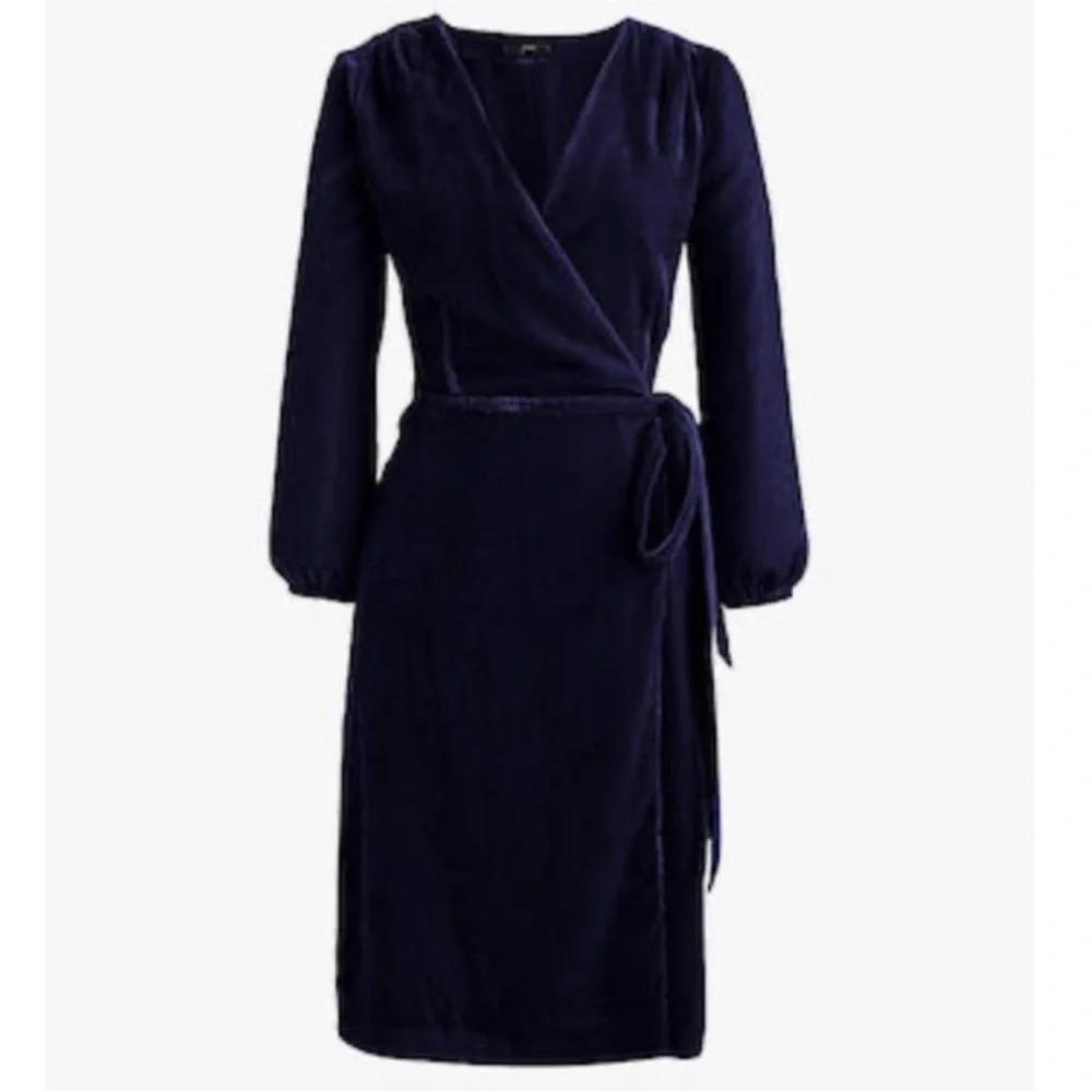 J. Crew Navy Velvet Wrap Dress
